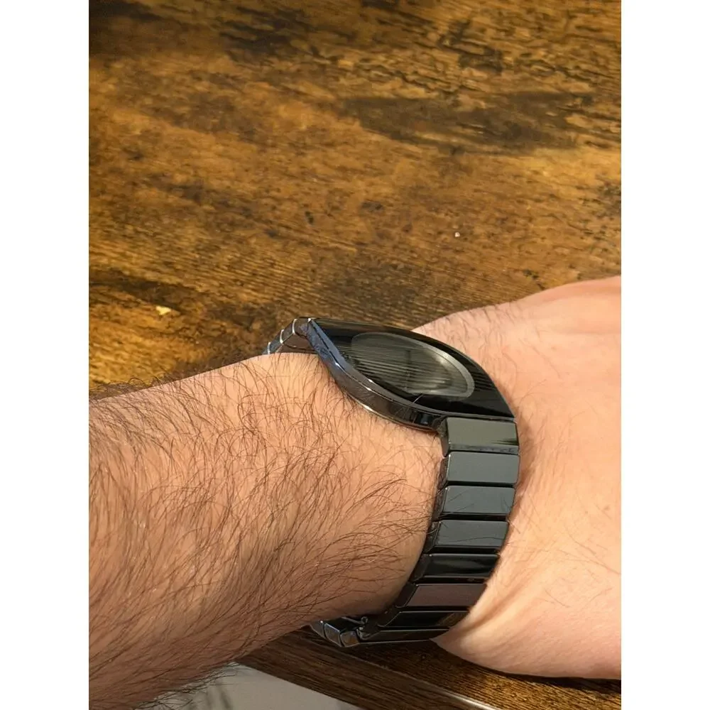 Vintage Rado DiaStar Coupole Mirror Dial Black Ceramic Titanium Quartz Watch